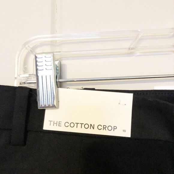 Ann Taylor The Cotton Crop Size 10 Black Mid Rise Slim Leg Slit Button Zip NWT - Picture 6 of 7